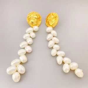 925 Silver Baroque Pearl Tassel Drop Earrings