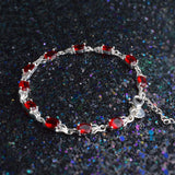 925 Silver Red Zircon Charm Bracelet Chain Wedding Jewelry