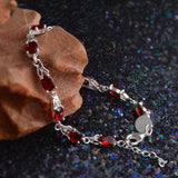 925 Silver Red Zircon Charm Bracelet Chain Wedding Jewelry