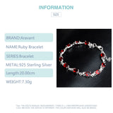 925 Silver Red Zircon Charm Bracelet Chain Wedding Jewelry