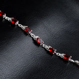 925 Silver Red Zircon Charm Bracelet Chain Wedding Jewelry