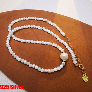 925 Sliver Shell Bead Choker Freshwater Pearls