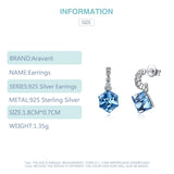 925 Silver Square Aquamarine Earrings Women's Jewelry