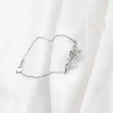 925 Silver Opal Green Leaves Charm Bracelet For Women Bangles Gift