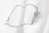 925 Silver Opal Green Leaves Charm Bracelet For Women Bangles Gift