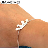 925 Silver Baby Crown Charm Bracelet with Name - Personalized Engraved Jewelry