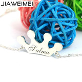 925 Silver Baby Crown Charm Bracelet with Name - Personalized Engraved Jewelry