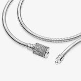 925 Silver Double Wrap Snake Chain Bracelet with Barrel Clasp