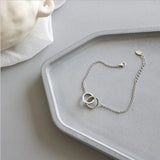 925 Sterling Silver Double Circle Chain Bracelet for Women