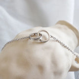 925 Sterling Silver Double Circle Chain Bracelet for Women
