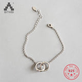 925 Sterling Silver Double Circle Chain Bracelet for Women