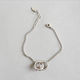 925 Sterling Silver Double Circle Chain Bracelet for Women