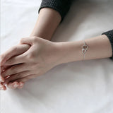 925 Sterling Silver Double Circle Chain Bracelet for Women