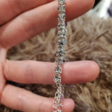 925 Silver Bling Tennis Chain Anklet Bracelet Crystal Anklet HipHop Jewelry
