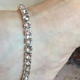 925 Silver Bling Tennis Chain Anklet Bracelet Crystal Anklet HipHop Jewelry