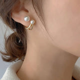925 South Metallic Pearl C-Shaped Earrings for Women