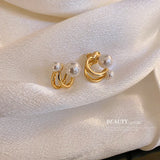 925 South Metallic Pearl C-Shaped Earrings for Women