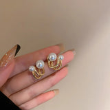 925 South Metallic Pearl C-Shaped Earrings for Women