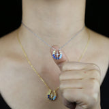 925 Silver Moonstone Star Pendant Necklace Silver Rainbow CZ