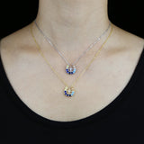 925 Silver Moonstone Star Pendant Necklace Silver Rainbow CZ