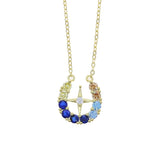 925 Silver Moonstone Star Pendant Necklace Silver Rainbow CZ