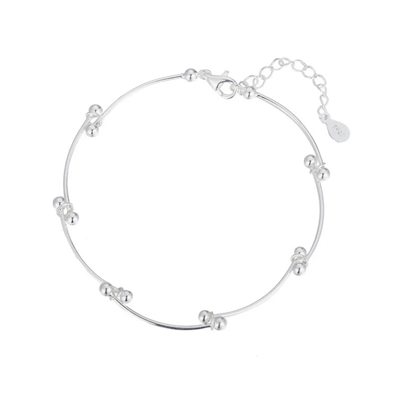 925 Stamp Bead Knot Bracelets Silver Jewelry