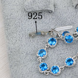 925 Stamp Logo Silver Bracelet with Sky Zircon 17 cm + 3 cm Extension