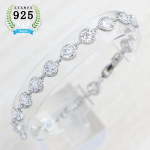 925 Stamp Logo Silver Bracelet with Sky Zircon 17 cm + 3 cm Extension