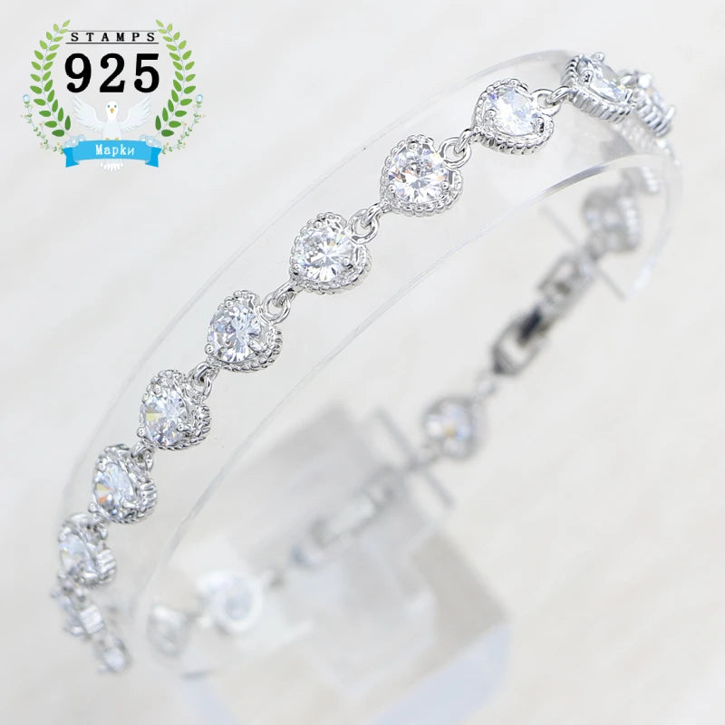 925 Stamp Logo Silver Bracelet with Sky Zircon 17 cm + 3 cm Extension