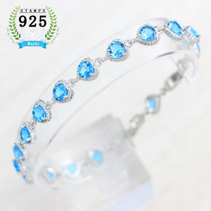 925 Stamp Logo Silver Bracelet with Sky Zircon 17 cm + 3 cm Extension