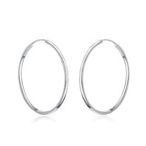 925 Silver 50/60mm Round Circle Hoop Earrings for Women