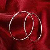 925 Silver 50/60mm Round Circle Hoop Earrings for Women