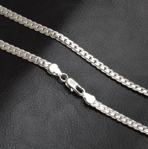 925 Silver 6mm Full Sideways Necklace 18-24 Inch Chain