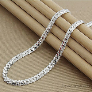 925 Silver 6mm Full Sideways Necklace 18-24 Inch Chain