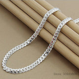 925 Silver 6mm Full Sideways Necklace 18-24 Inch Chain
