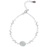 925 Silver Leaf Agate Moonstone Bracelet for Women Girls