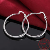 925 Silver Hoop Earrings For Women 40mm Round Circle Earrings
