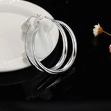 925 Silver Hoop Earrings For Women 40mm Round Circle Earrings
