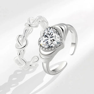 925 Silver Heart Ring Zircon Jewelry Wedding Birthday Gift