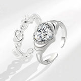 925 Silver Heart Ring Zircon Jewelry Wedding Birthday Gift