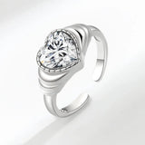 925 Silver Heart Ring Zircon Jewelry Wedding Birthday Gift