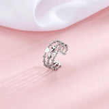 925 Silver Moonstone Layered Clover Ring Women Gift