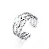 925 Silver Moonstone Layered Clover Ring Women Gift