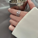 925 Silver Moonstone Layered Clover Ring Women Gift