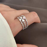 925 Silver Moonstone Layered Clover Ring Women Gift