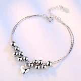 925 Stamp Silver Jewelry Beaded Bracelet Retro Length