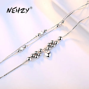 925 Stamp Silver Jewelry Beaded Bracelet Retro Length