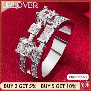 925 Stamp Silver Noble Zircon Ring For Women Men Jewelry