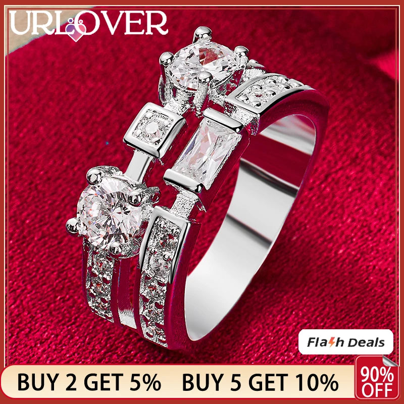 925 Stamp Silver Noble Zircon Ring For Women Men Jewelry