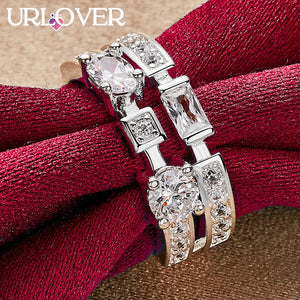 925 Stamp Silver Noble Zircon Ring For Women Men Jewelry